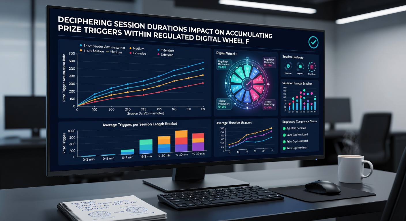 Charts illustrating prize trigger frequency plotted against session duration in licensed digital wheel environments