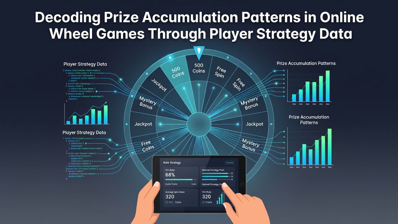 Data visualization showing prize accumulation patterns across multiple online wheel game sessions with player strategy overlays