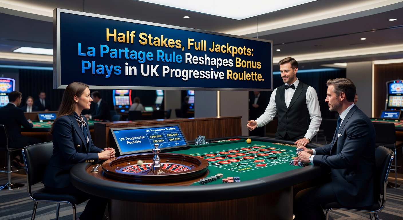 Roulette wheel spinning with progressive jackpot display highlighting La Partage rule benefits in a UK online casino interface