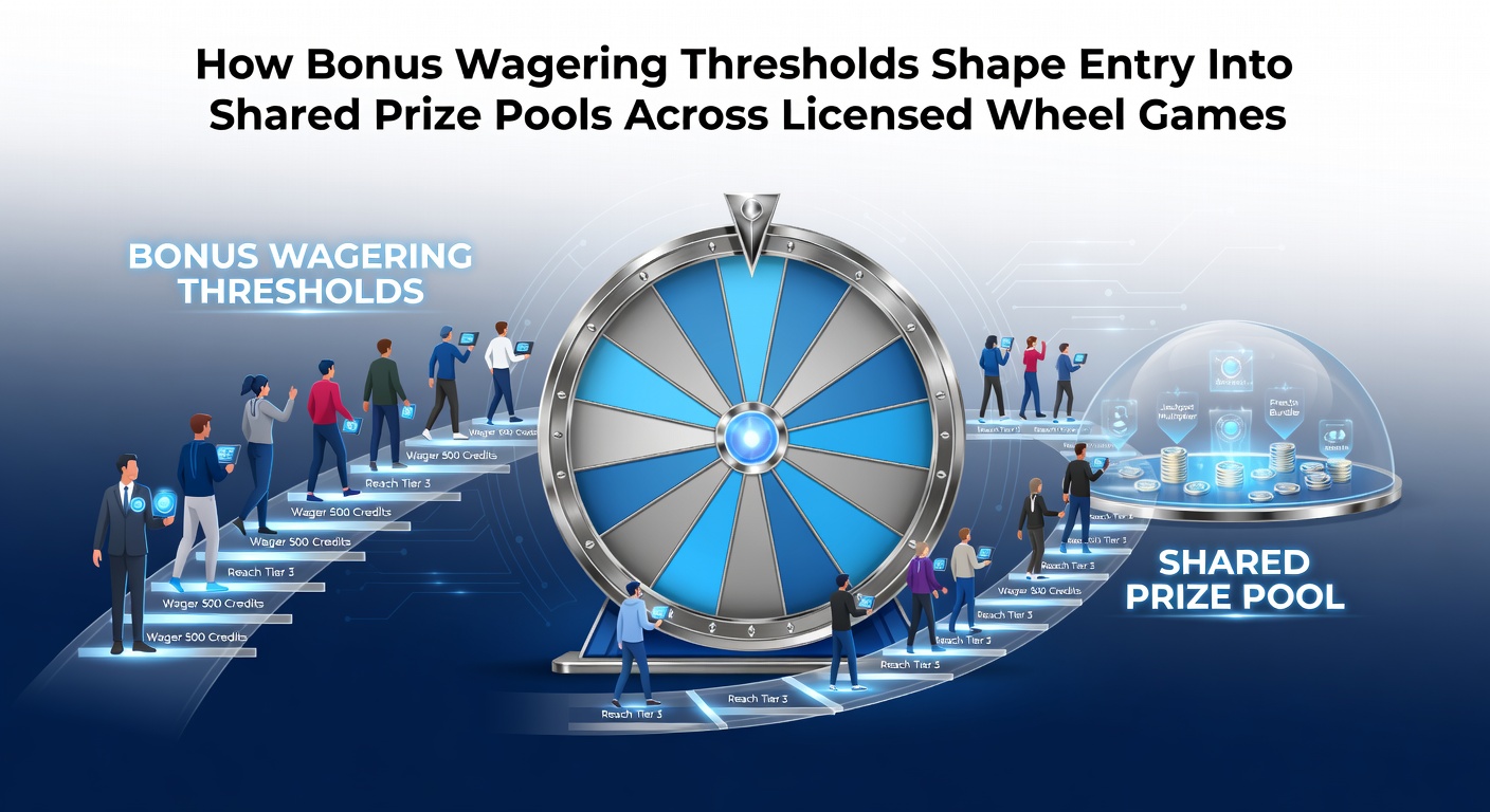 Diagram showing bonus wagering thresholds and their connection to shared prize pool access in regulated wheel games