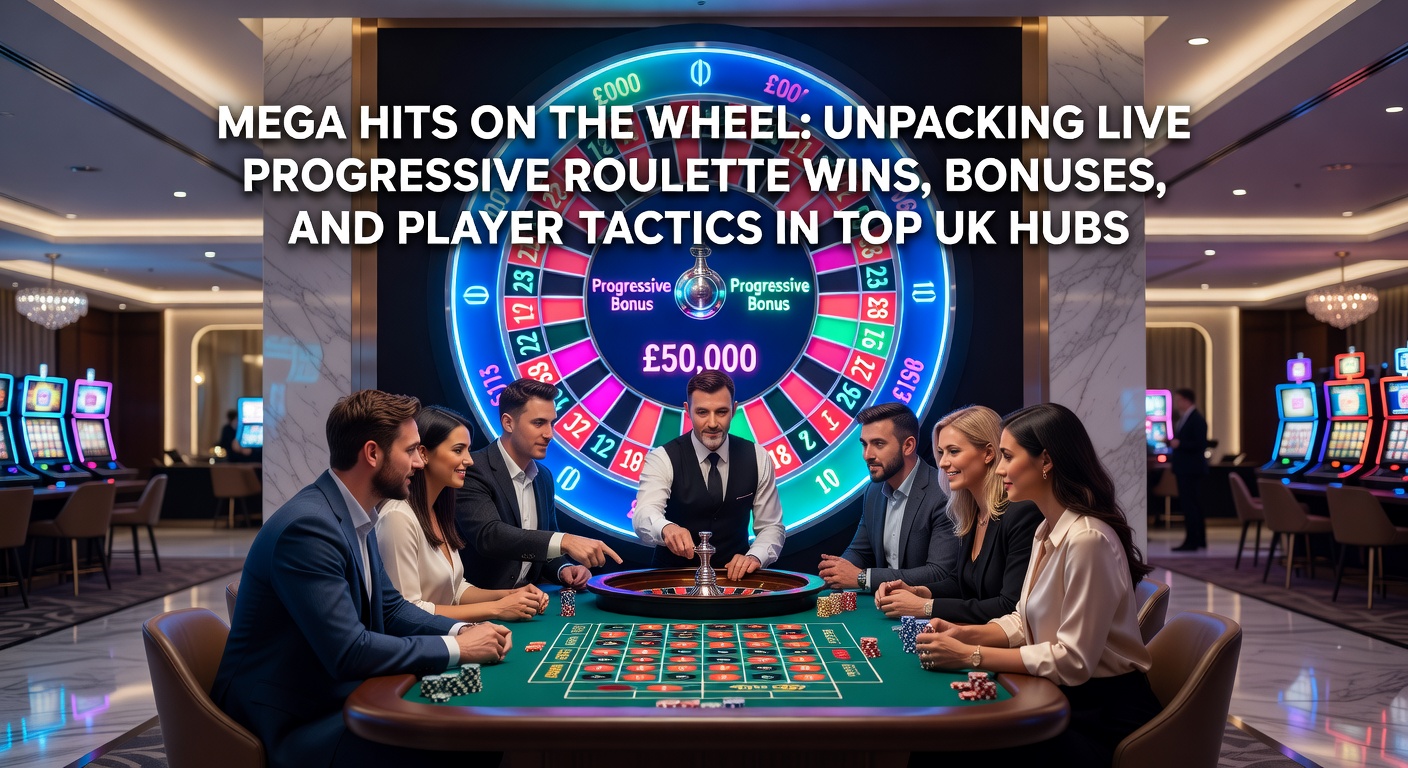 Vibrant live progressive roulette table with glowing jackpot meters climbing toward mega hit territory in a bustling UK online casino stream