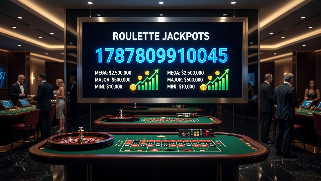 Players at roulette tables during a high-stakes jackpot event