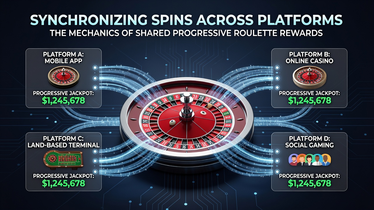 Flowchart illustrating bet contribution percentages flowing into a shared pool and subsequent jackpot distribution to a winning player account