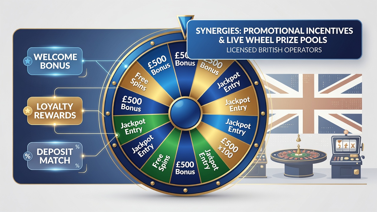 Live roulette studio setup showing jackpot display screens integrated with player bonus notification overlays at a UK licensed facility