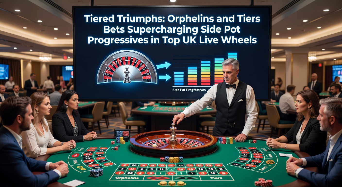 Screenshot of a live roulette interface showing active Orphelins and Tiers bets with rising progressive side pot values and recent win notifications