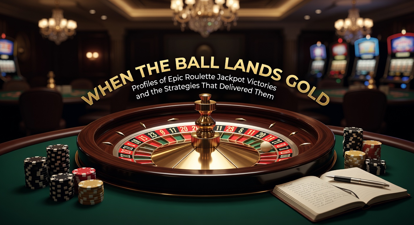 A gleaming roulette wheel with the ball settling into a jackpot-winning pocket under bright casino lights, capturing the thrill of a massive payout moment